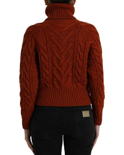 Dolce & Gabbana Brown Wool Knit Turtleneck Pullover Sweater