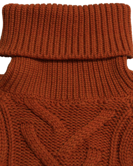Dolce & Gabbana Brown Wool Knit Turtleneck Pullover Sweater
