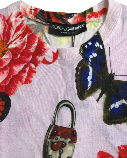 Dolce & Gabbana Multicolor Floral Padlock Butterfly Tank Top