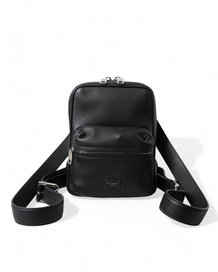 Dolce & Gabbana Black Calfskin Leather Logo Palermo Backpack Bag