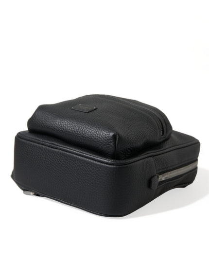 Dolce & Gabbana Black Calfskin Leather Logo Palermo Backpack Bag