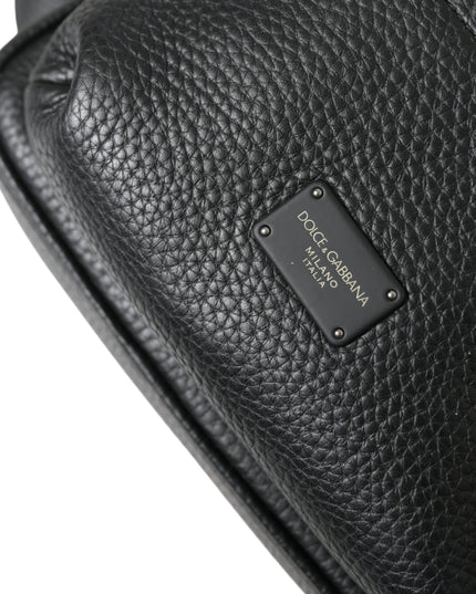 Dolce & Gabbana Black Calfskin Leather Logo Palermo Backpack Bag