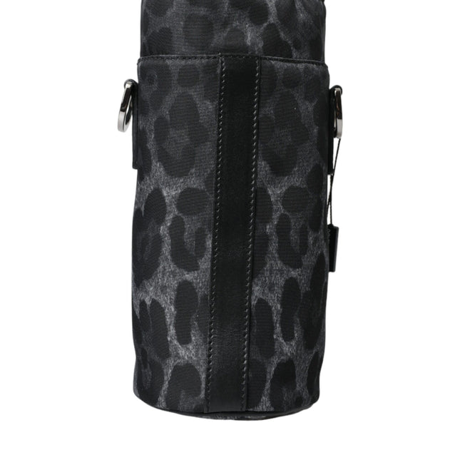 Dolce & Gabbana Black Leopard Round Slim Tote Bottle Cage Bag