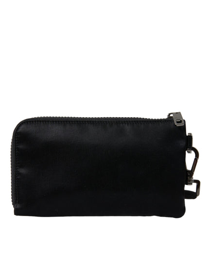 Dolce & Gabbana Black Nylon Logo Plaque Keyring Pouch Clutch Bag