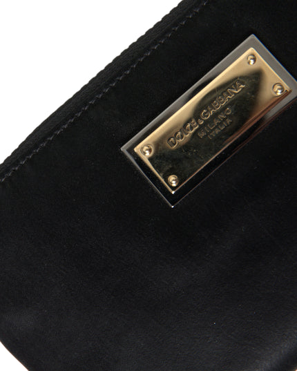 Dolce & Gabbana Black Nylon Logo Plaque Keyring Pouch Clutch Bag