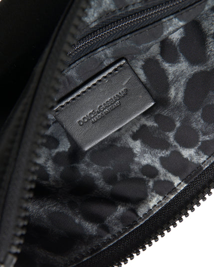 Dolce & Gabbana Black Nylon Logo Plaque Keyring Pouch Clutch Bag