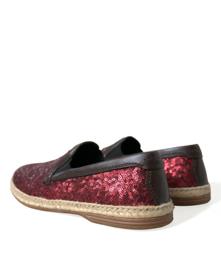 Dolce & Gabbana Red Sequined Loafers Slippers Men Shoes