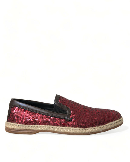 Dolce & Gabbana Red Sequined Loafers Slippers Men Shoes