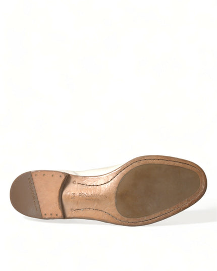 Dolce & Gabbana White Distressed Leather Derby Dress Shoes