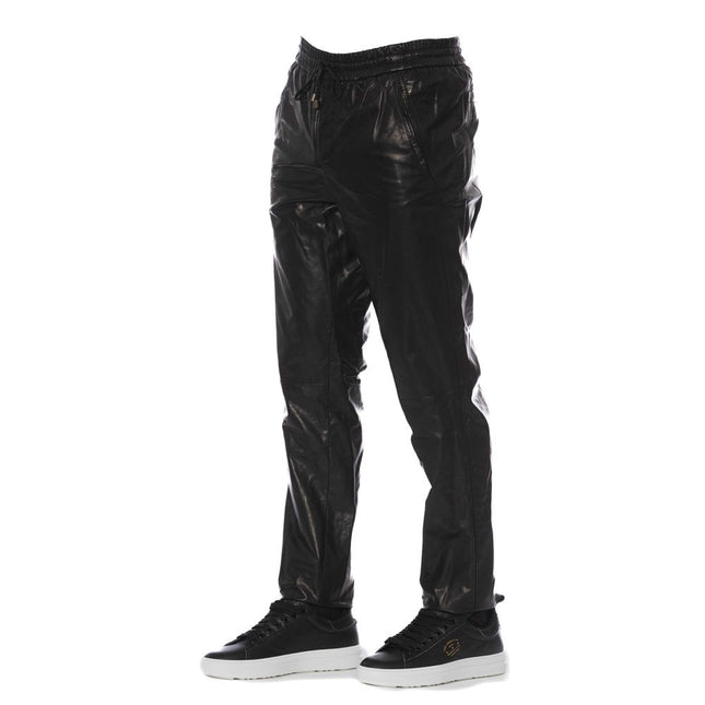 Trussardi Black Lamb Leather Men Pant