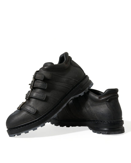 Dolce & Gabbana Black Leather Strap Men Ankle Boots Shoes