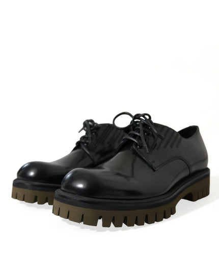 Dolce & Gabbana Black Leather Lace Up Derby Men Dress Shoes