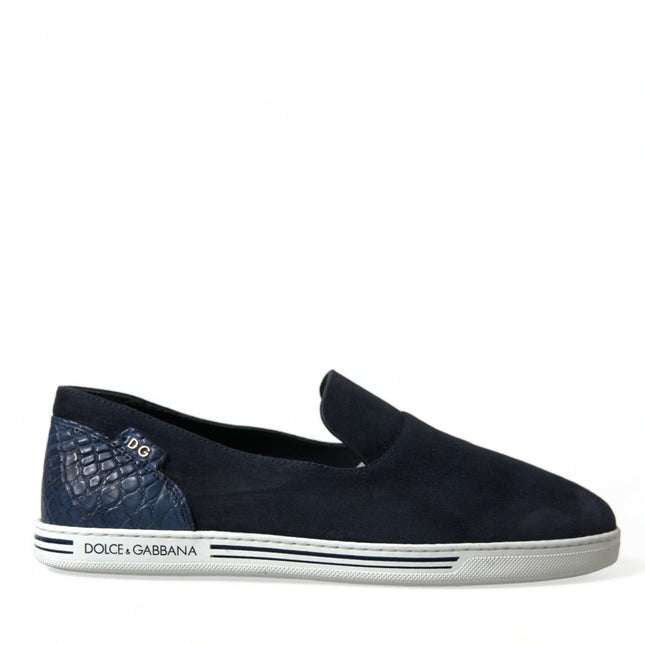Dolce & Gabbana Blue Suede Caiman Loafers Saint Tropez Shoes