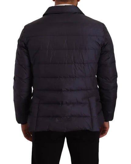 Dolce & Gabbana Blue Silk Goat Coat Blouson Winter Jacket