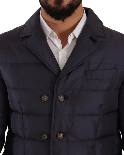 Dolce & Gabbana Blue Silk Goat Coat Blouson Winter Jacket