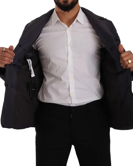 Dolce & Gabbana Blue Silk Goat Coat Blouson Winter Jacket