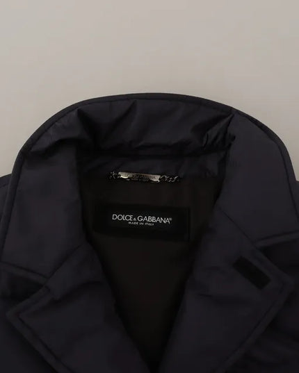 Dolce & Gabbana Blue Silk Goat Coat Blouson Winter Jacket