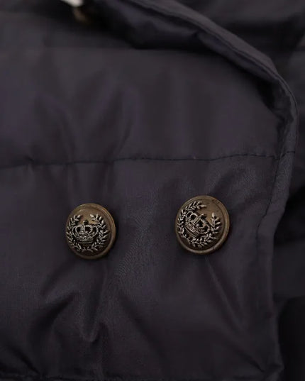 Dolce & Gabbana Blue Silk Goat Coat Blouson Winter Jacket