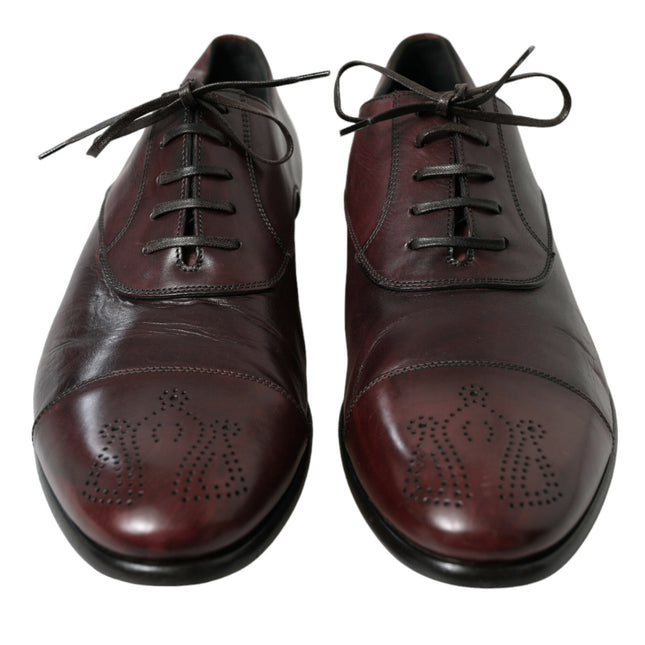 Dolce & Gabbana Bordeaux Leather Men Formal Derby Dress Shoes