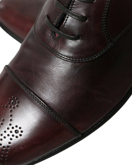 Dolce & Gabbana Bordeaux Leather Men Formal Derby Dress Shoes