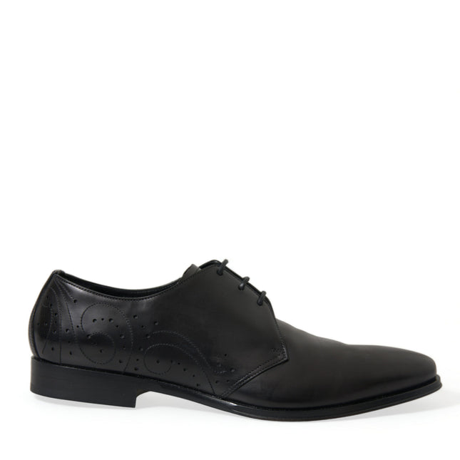 Dolce & Gabbana Black Leather Lace Up Formal Derby Dress Shoes