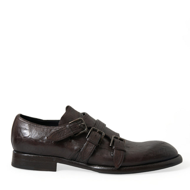 Dolce & Gabbana Brown Leather Strap Formal Dress Shoes