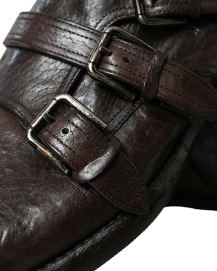 Dolce & Gabbana Brown Leather Strap Formal Dress Shoes