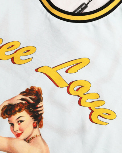 Dolce & Gabbana Light Blue Cotton Free Love Crew Neck T-shirt