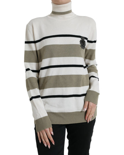 Dolce & Gabbana Multicolor Stripe Wool Logo Pullover Sweater