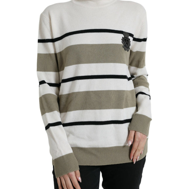 Dolce & Gabbana Multicolor Stripe Wool Logo Pullover Sweater