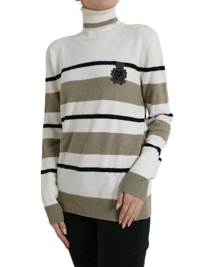 Dolce & Gabbana Multicolor Stripe Wool Logo Pullover Sweater