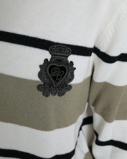 Dolce & Gabbana Multicolor Stripe Wool Logo Pullover Sweater