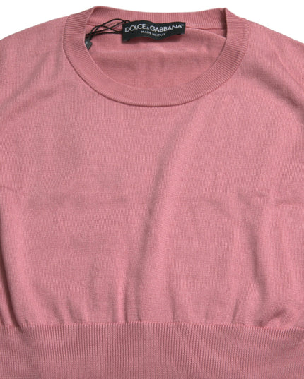 Dolce & Gabbana Pink Crew Neck Cropped Sleeveless Tank Top