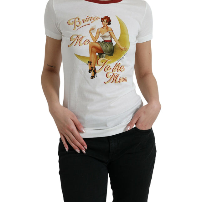 Dolce & Gabbana White Bring Me To The Moon T-shirt Top