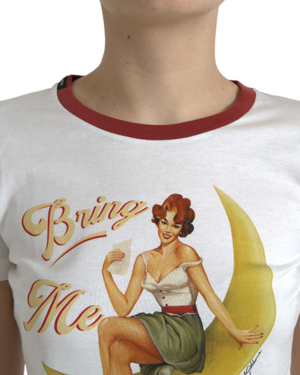 Dolce & Gabbana White Bring Me To The Moon T-shirt Top