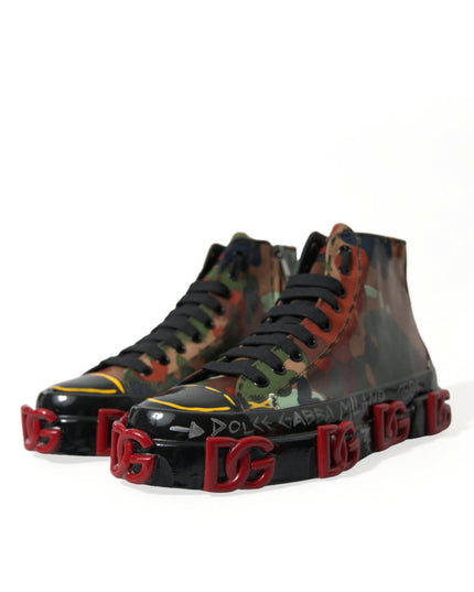 Dolce & Gabbana Multicolor Camouflage High Top Sneakers Shoes