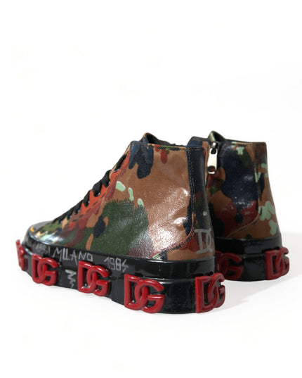 Dolce & Gabbana Multicolor Camouflage High Top Sneakers Shoes