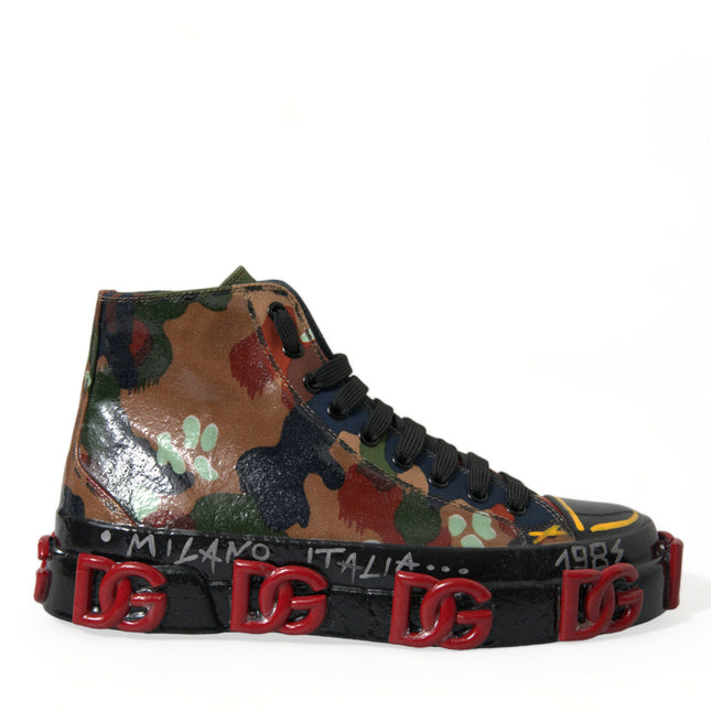 Dolce & Gabbana Multicolor Camouflage High Top Sneakers Shoes
