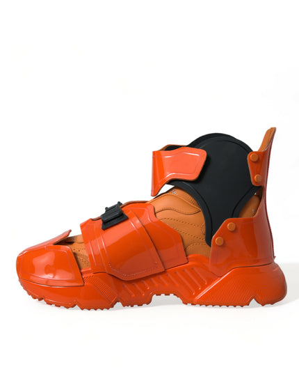 Dolce & Gabbana Orange Multi Panel Chunky High Top Sneakers Shoes