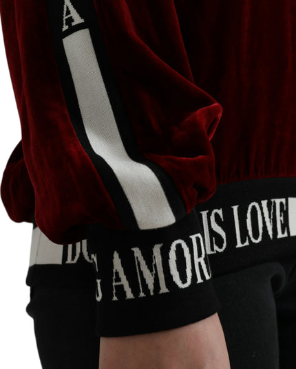 Dolce & Gabbana Bordeaux Velvet Round Neck Pullover Sweater