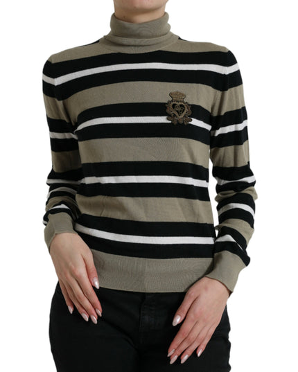Dolce & Gabbana Multicolor Stripe Wool Logo Pullover Sweater