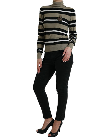 Dolce & Gabbana Multicolor Stripe Wool Logo Pullover Sweater