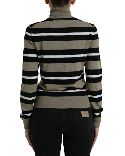 Dolce & Gabbana Multicolor Stripe Wool Logo Pullover Sweater
