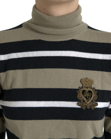 Dolce & Gabbana Multicolor Stripe Wool Logo Pullover Sweater