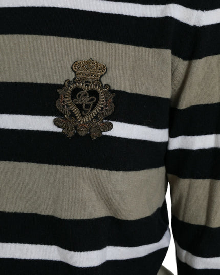 Dolce & Gabbana Multicolor Stripe Wool Logo Pullover Sweater