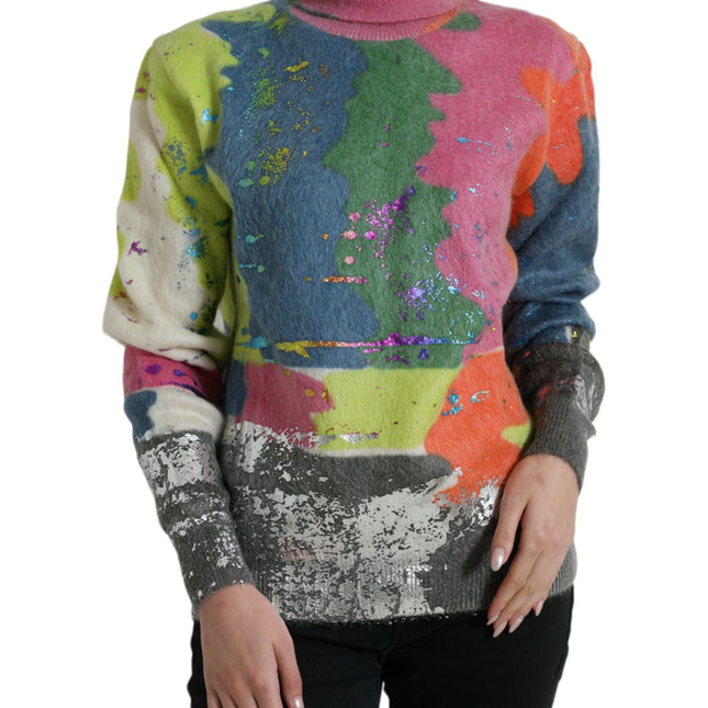 Dolce & Gabbana Multicolor Mohair Turtleneck Pullover Sweater