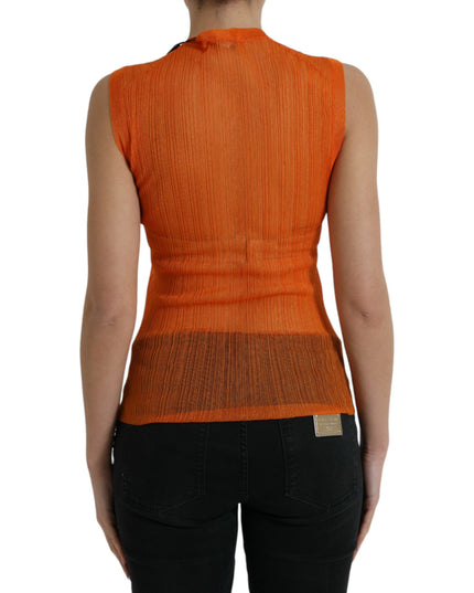Dolce & Gabbana Orange See Through Crew Neck Blouse Tank Top