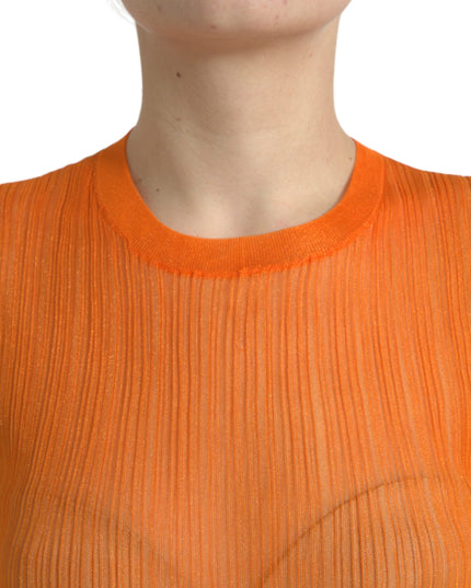 Dolce & Gabbana Orange See Through Crew Neck Blouse Tank Top