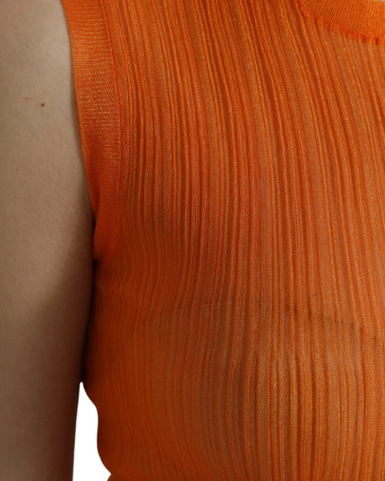 Dolce & Gabbana Orange See Through Crew Neck Blouse Tank Top