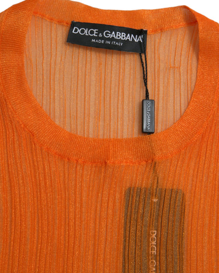 Dolce & Gabbana Orange See Through Crew Neck Blouse Tank Top